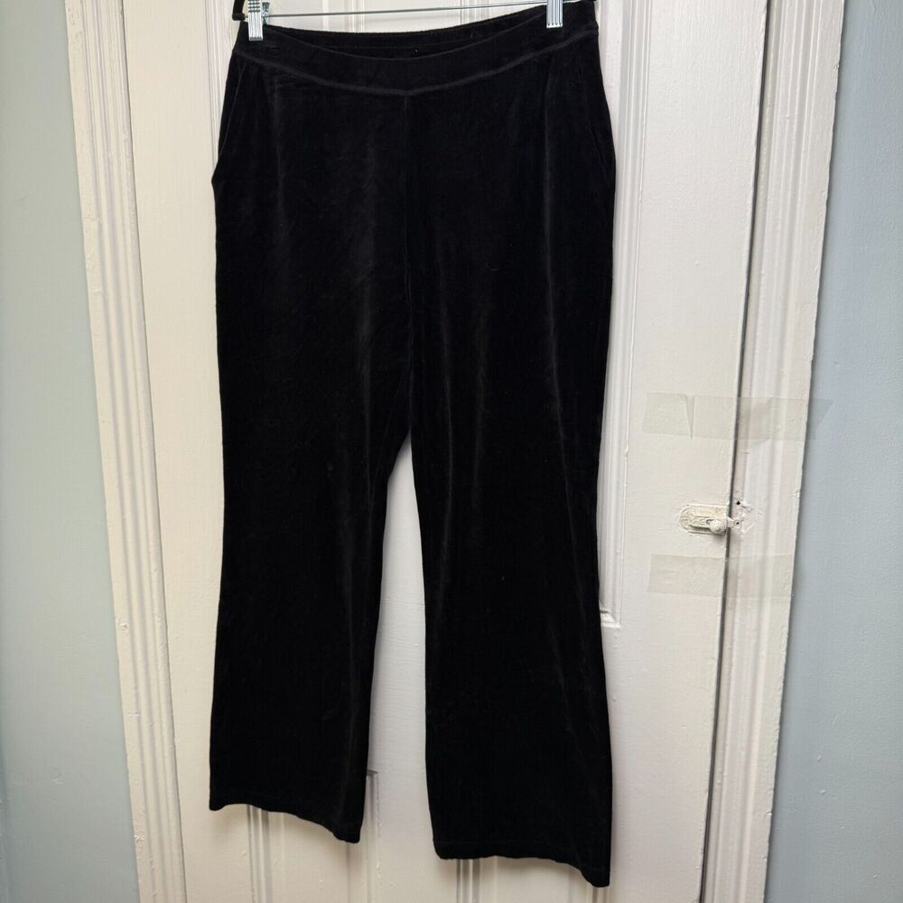 Chicos Zenergy Pants Womens 10/12 Black Straight Leg Pull On Stretch Comfy Warm